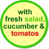 fresh salad, cucumber and tomatos